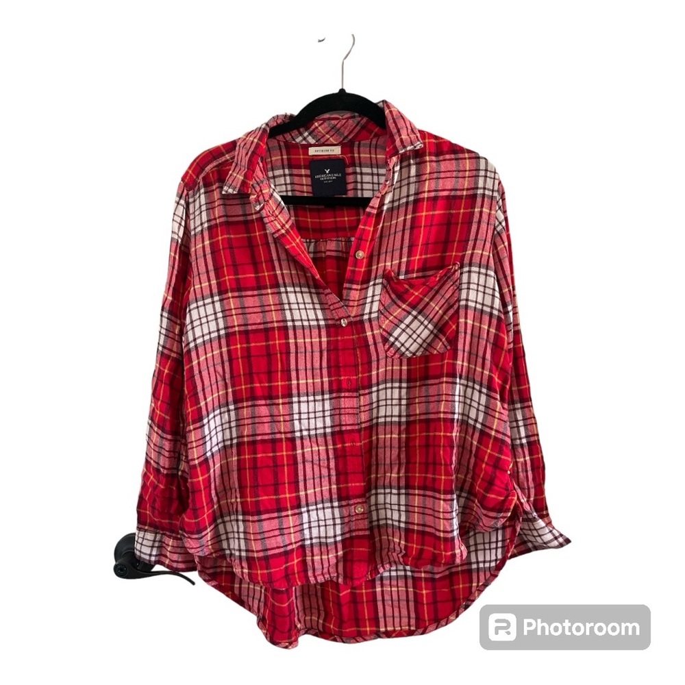 American Eagle plaid shirt size large, boyfriend fit